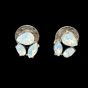 J Crew Gold Tone Simulated Opal Triple Stone post earrings teardrop oval Marquis